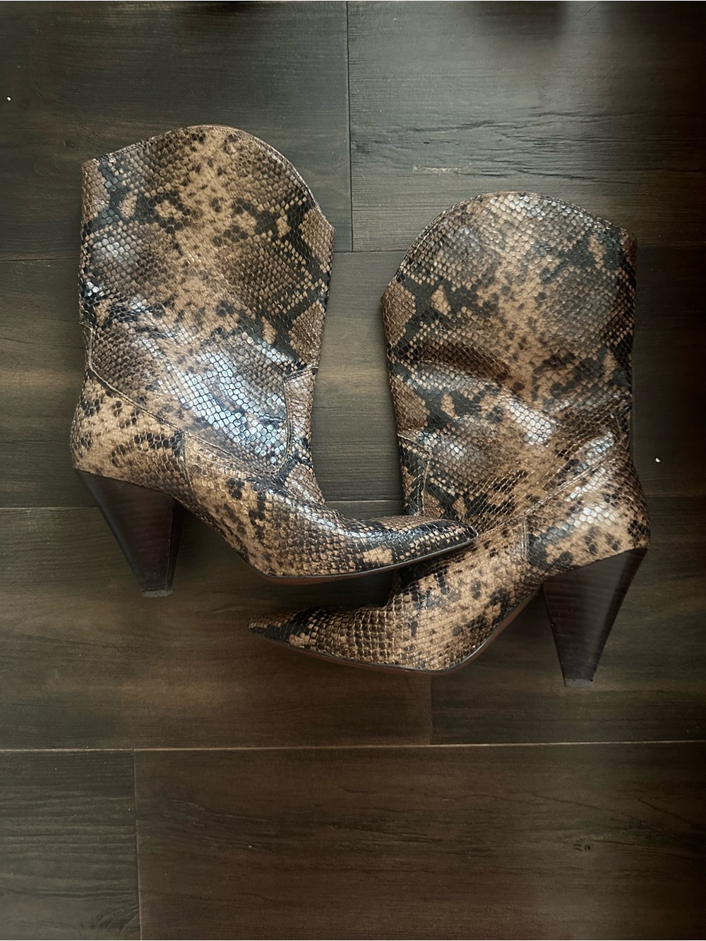 Women’s Pointed Snake-Print Ankle Boots | Toral Shoes